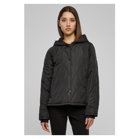 Women's Oversized Diamond Quilted Hooded Jacket Black Urban Classics