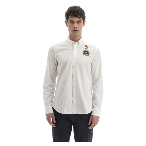 Košeľa La Martina Man Shirt L/S Poplin Poplin Optic White