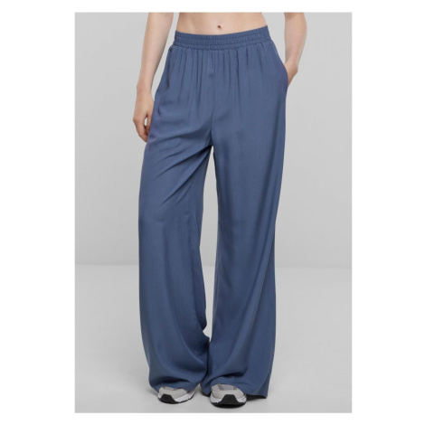 Women's viscose trousers with wide legs - blue Urban Classics