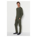 Trendyol Khaki Regular Fit Waffle Knitted Pajamas Set