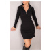 armonika Women's Black Collar Zippered Camisole Above Knee Dress