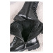 Čierne kožené členkové šnurovacie topánky 2-26286
