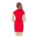 Dámske šaty elegantné značkové s opaskom a krátkym rukávom červené - Červená - Numoco červená