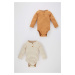 DEFACTO Baby Boy Newborn Collar Ribbed Camisole 2 Piece Snap Body