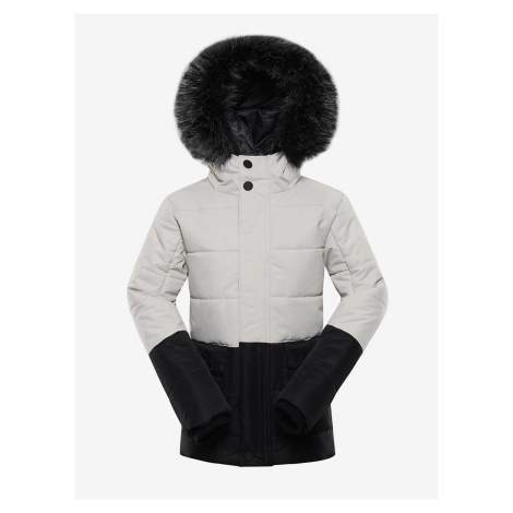 Čierno-biela dievčenská zimná bunda ALPINE PRO Egypo