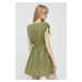 Šaty Roxy zelená farba, mini, áčkový strih