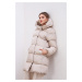 Gusto Hooded Long Inflatable Coat - Stone