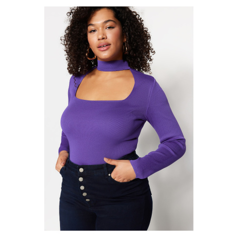Trendyol Curve Purple Collar Detailed Knitwear Blouse