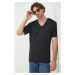 Bavlnené tričko Michael Kors čierna farba, jednofarebné
