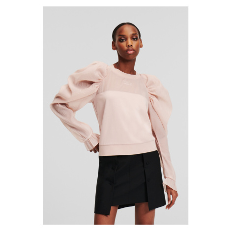 Mikina Karl Lagerfeld Organza Sleeve Sweatshirt Rose Smoke