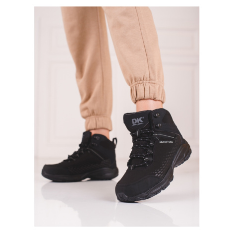 Dizajnové čierne dámske trekingové topánky bez podpätku DK