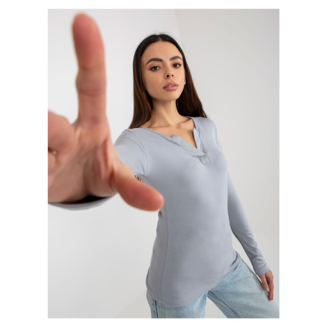 Grey fitted casual viscose blouse