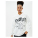 Koton Polo Neck Sweatshirt Oversize College Themed Printed Cotton Blend