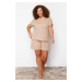 Trendyol Curve Beige V-Neck Camisole Knitted Pajama Set