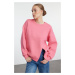 Trendyol Pink Slit Detailed Oversize/Wide Fit Knitted Sweatshirt