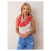 Dark coral floral scarf with fringe