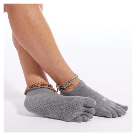 Ponožky na jogu 5 prstov protišmykové sivé