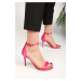 Shoeberry Women's Tulipa Fuchsia Satin Single Band Heeled Shoes.