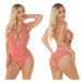 Sexy Koucla Glitter Monokini open back CORAL