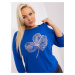 Cobalt blue oversized women's blouse with print