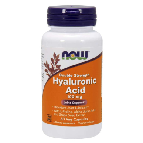 NOW® Foods NOW Hyaluronic Acid, dvojitá sila Kyselina Hyaluronová, 100mg, 60 rastlinných kapsúl