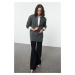 Trendyol Gray Stone Detailed Zippered Knitwear Cardigan