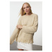 Trendyol Stone Soft Textured Tassel Detailed Knitwear Sweater