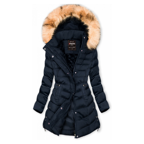 Tmavomodrá zimná bunda s odopínateľnou kapucňou