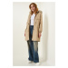 Happiness İstanbul Women's Beige Hooded Für Coat