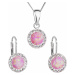 Sada šperkov so syntetickým opálom a krištálmi Preciosa náušnice a prívesok svetlo ružové okrúhl
