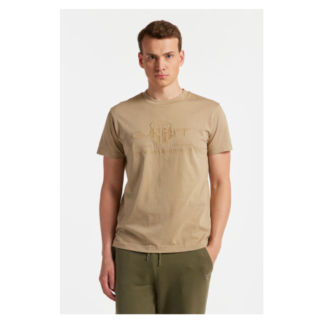 TRIČKO GANT REG TONAL SHIELD SS T-SHIRT CONCRETE BEIGE