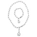 Y Chain Peace Necklace and Bracelet - Silver Color