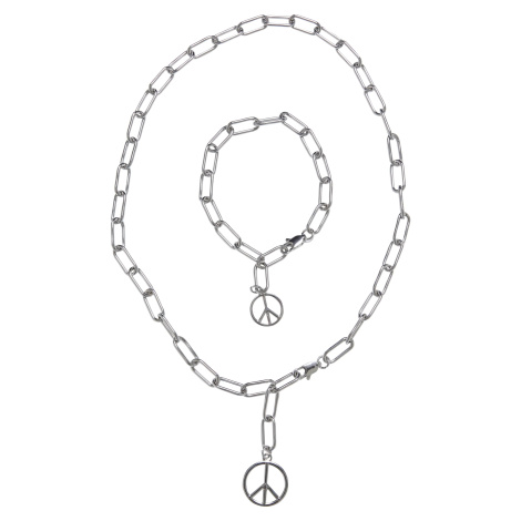Y Chain Peace Necklace and Bracelet - Silver Color Urban Classics