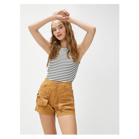 Koton Mini Cargo Shorts With Pocket Detail Zippered Cotton
