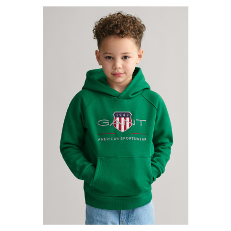 MIKINA GANT ARCHIVE SHIELD RAGLAN HOODIE WILD GREEN