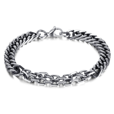 Náramok z chirurgickej ocele Unique Patchwork Strieborný 21cm