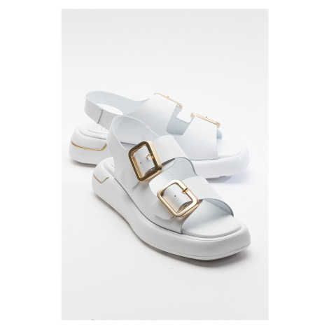 LuviShoes FURIS Women's White Skin Genuine Leather Sandals