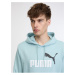 Svetlomodrá pánska mikina s kapucňou Puma ESS+ 2 Col Big Logo Hoodie TR