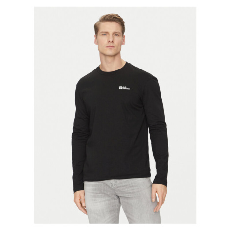 Jack Wolfskin S dlhými rukávmi Essential Longsleeve 1808821 Čierna Regular Fit