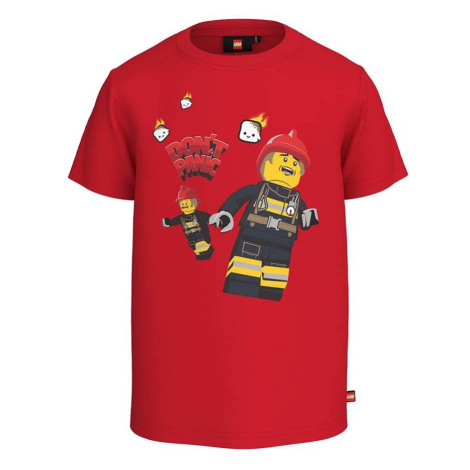 Detské bavlnené tričko Lego City červená farba, s potlačou Lego Wear