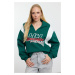 Trendyol Emerald Green Thick Fleece Inside Oversize/Wide Fit Polo Neck Knitted Sweatshirt