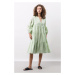 Ľanové šaty Ivy & Oak zelená farba, mini, áčkový strih