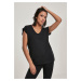 Women's round V-neck T-shirt with extended shoulder black