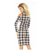 165-1 Dress in black and pink check with turtleneck and holes on the shoulders