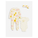 LC Waikiki Crew Neck Printed Baby Girl Hospital Discharge Set 3-Piece