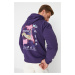 Trendyol Purple Men's Oversize/Wide Cut Fit Hooded Sweatshirt