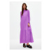 Trendyol Purple High Neck Crinkle Wide Fit Woven Dress