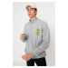 Trendyol Grey Oversize/Wide Cut Zippered Text Printed Inside Fleece/Warm Sweatshirt