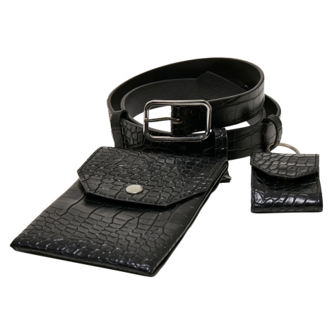Croco synthetic leather strap with black/silver sheath