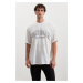 GRIMELANGE Noris Men's Regular Fit 100% Cotton Printed White T-shirt